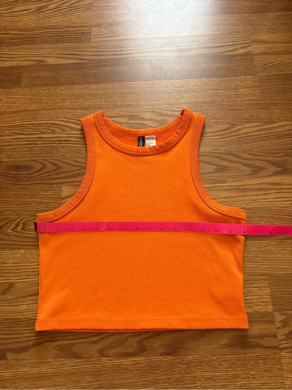 Divided Orange Ribbed Crop Tank